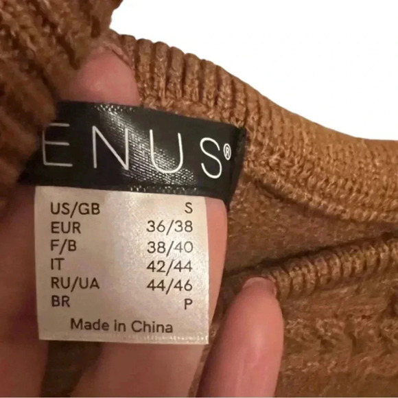 Venus LS Women’s Copper Brown Sweater One Shoulder Turtleneck SOFT Cable knit - Picture 7 of 7